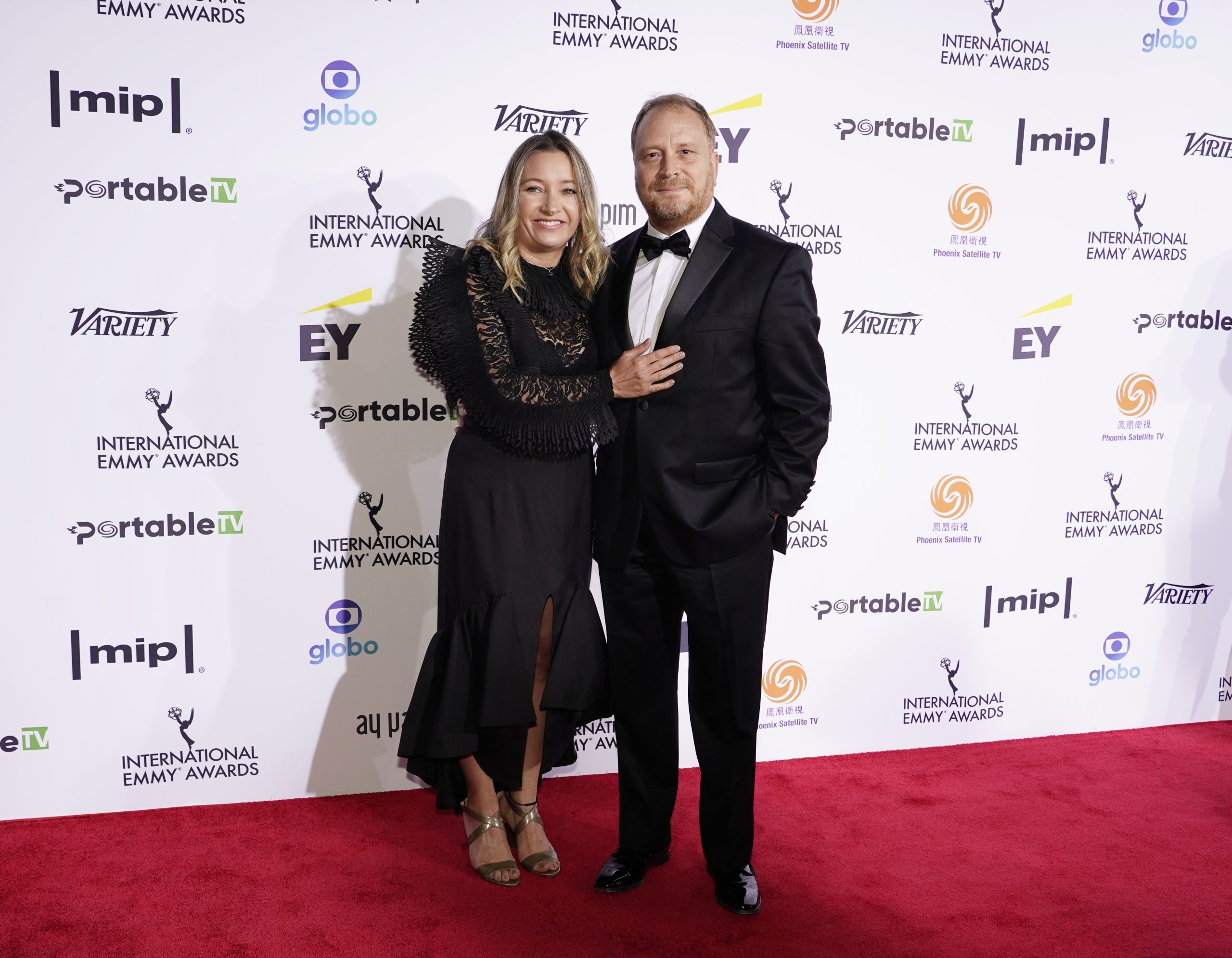 Best Performance by An Actor Nominee Juliana Rodriguez and Christian Tappán on the red carpet at the 49th International Emmy Awards, November 22, 2021 in New York City. 49th International Emmy Awards