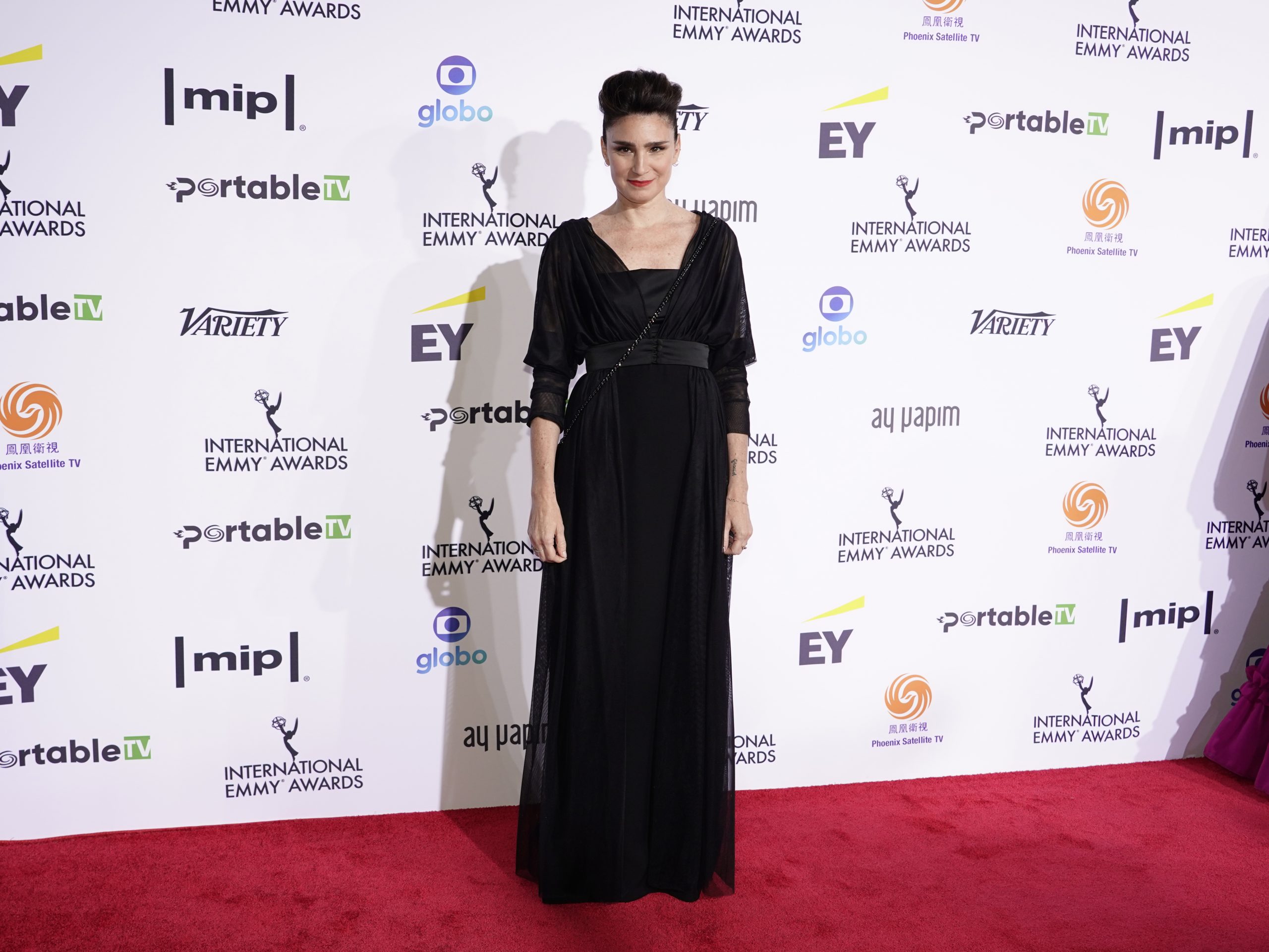 Best Performance by an Actress Nominee Valeria Bertuccelli on the red carpet at the 49th International Emmy Awards, November 22, 2021 in New York City. 49th International Emmy Awards