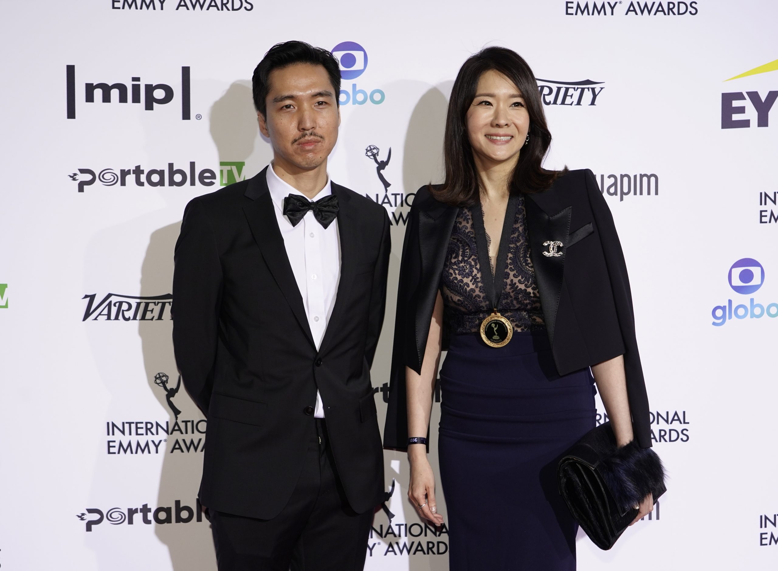 Non-Scripted Entertainment Nominees for I-Land, Sunyoung Lee and Minseok Jeong on the red carpet at the 49th International Emmy Awards, November 22, 2021 in New York City. 49th International Emmy Awards