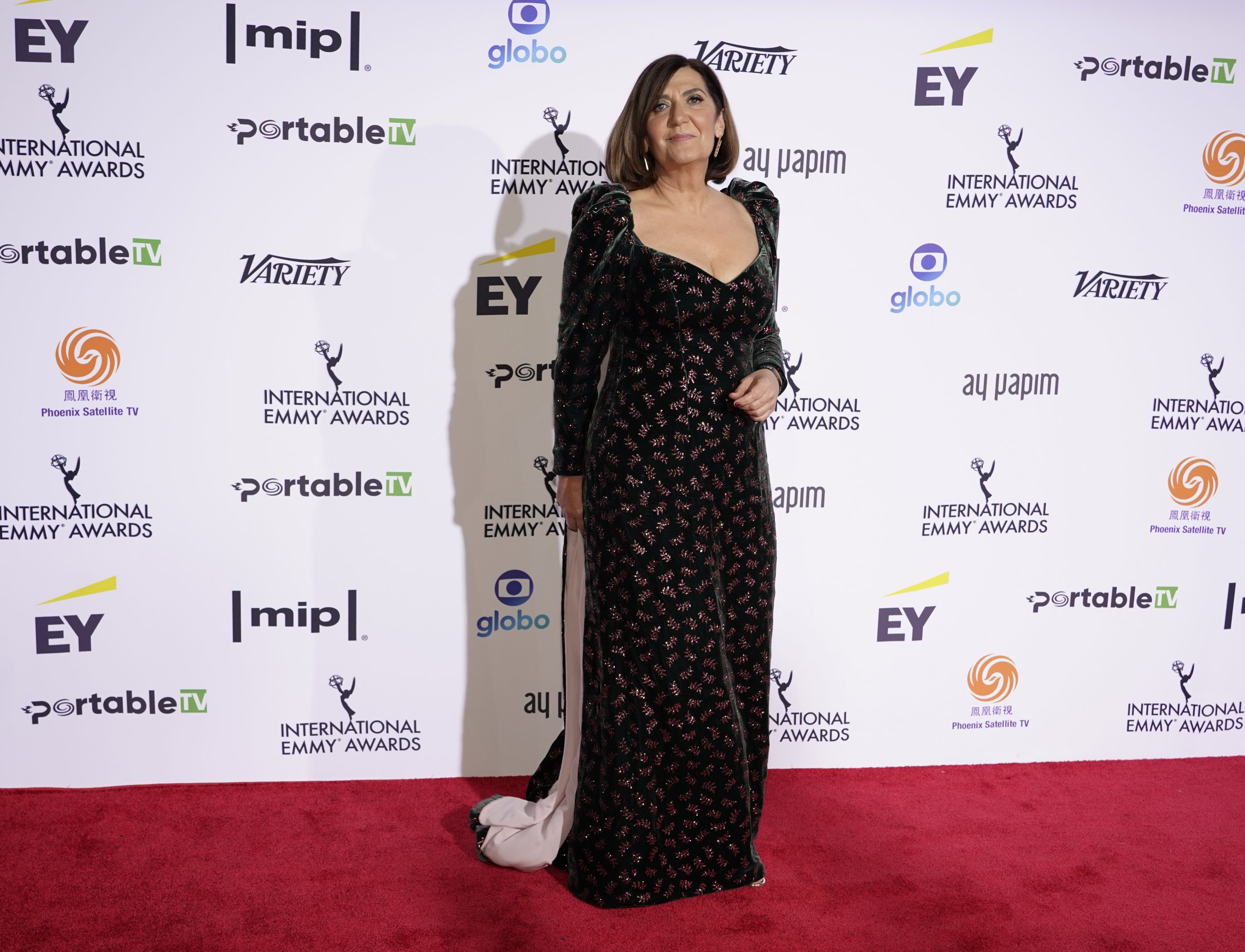Best Performance by an Actress Nominee Ane Gabarain on the red carpet at the 49th International Emmy Awards, November 22, 2021 in New York City. 49th International Emmy Awards