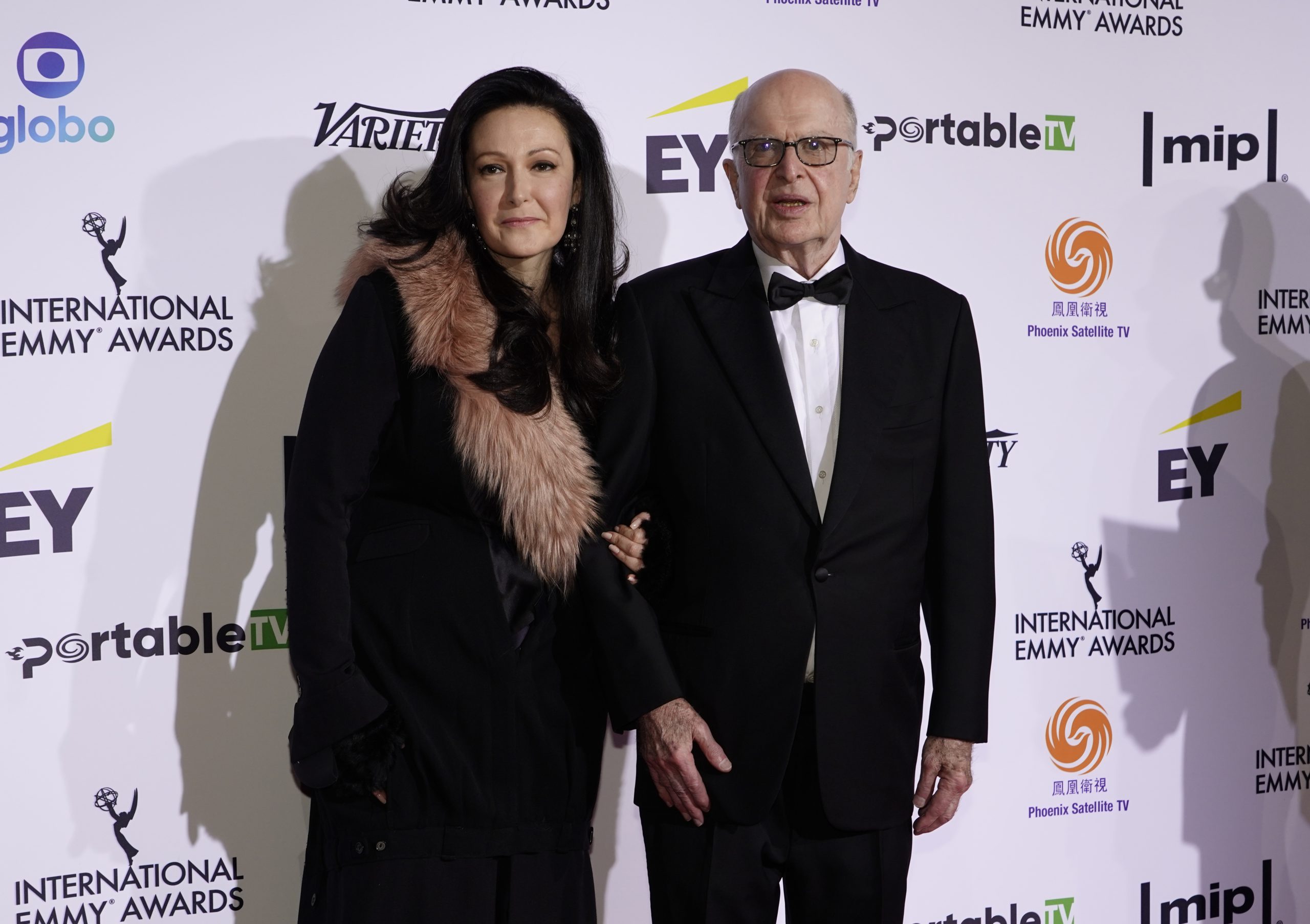 The International Academy of Television Arts & Sciences' Camille Bidermann Roizen and Bruce Paisner on the red carpet at the 49th International Emmy Awards, November 22, 2021 in New York City. 49th International Emmy Awards