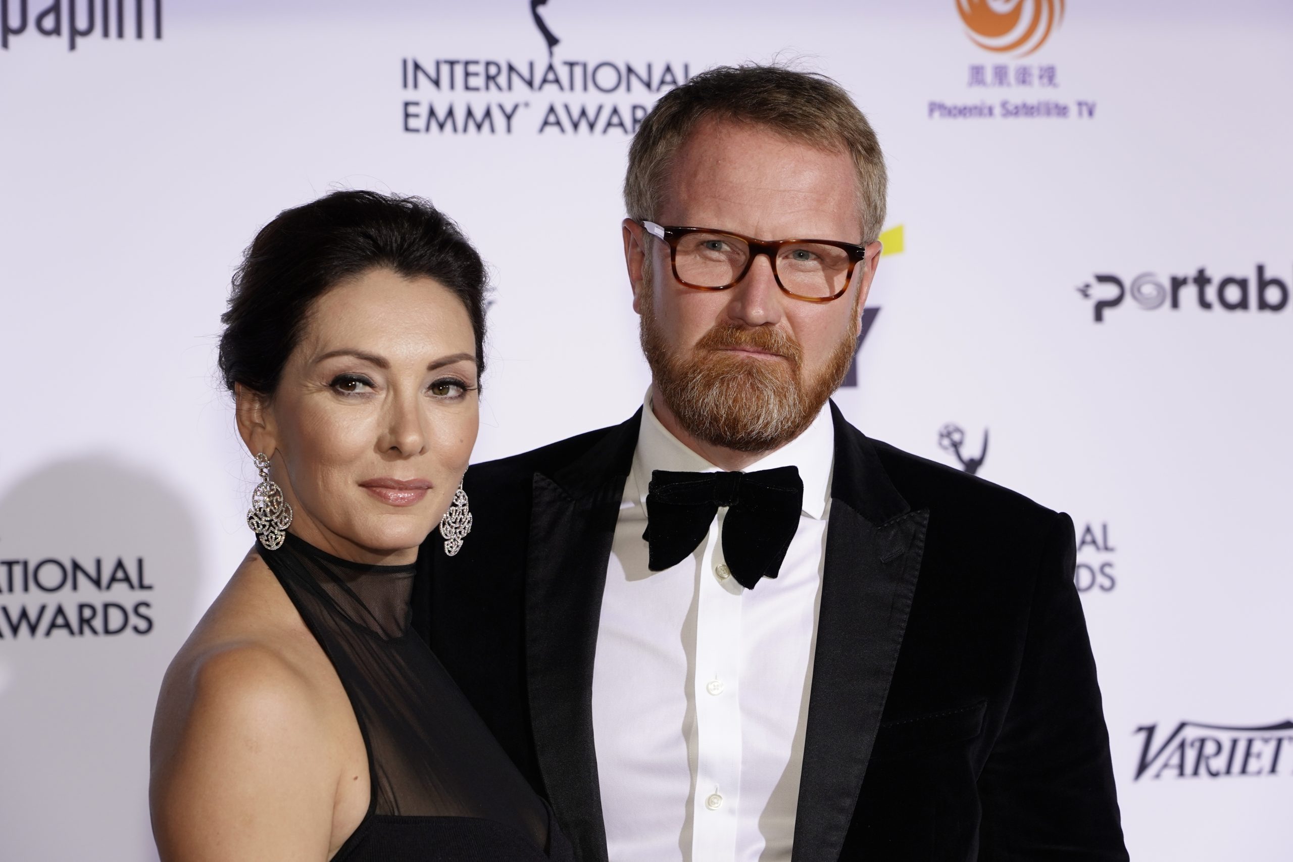 Mikhail Solodovnikov and Irina Koval the red carpet at the 49th International Emmy Awards, November 22, 2021 in New York City. 49th International Emmy Awards