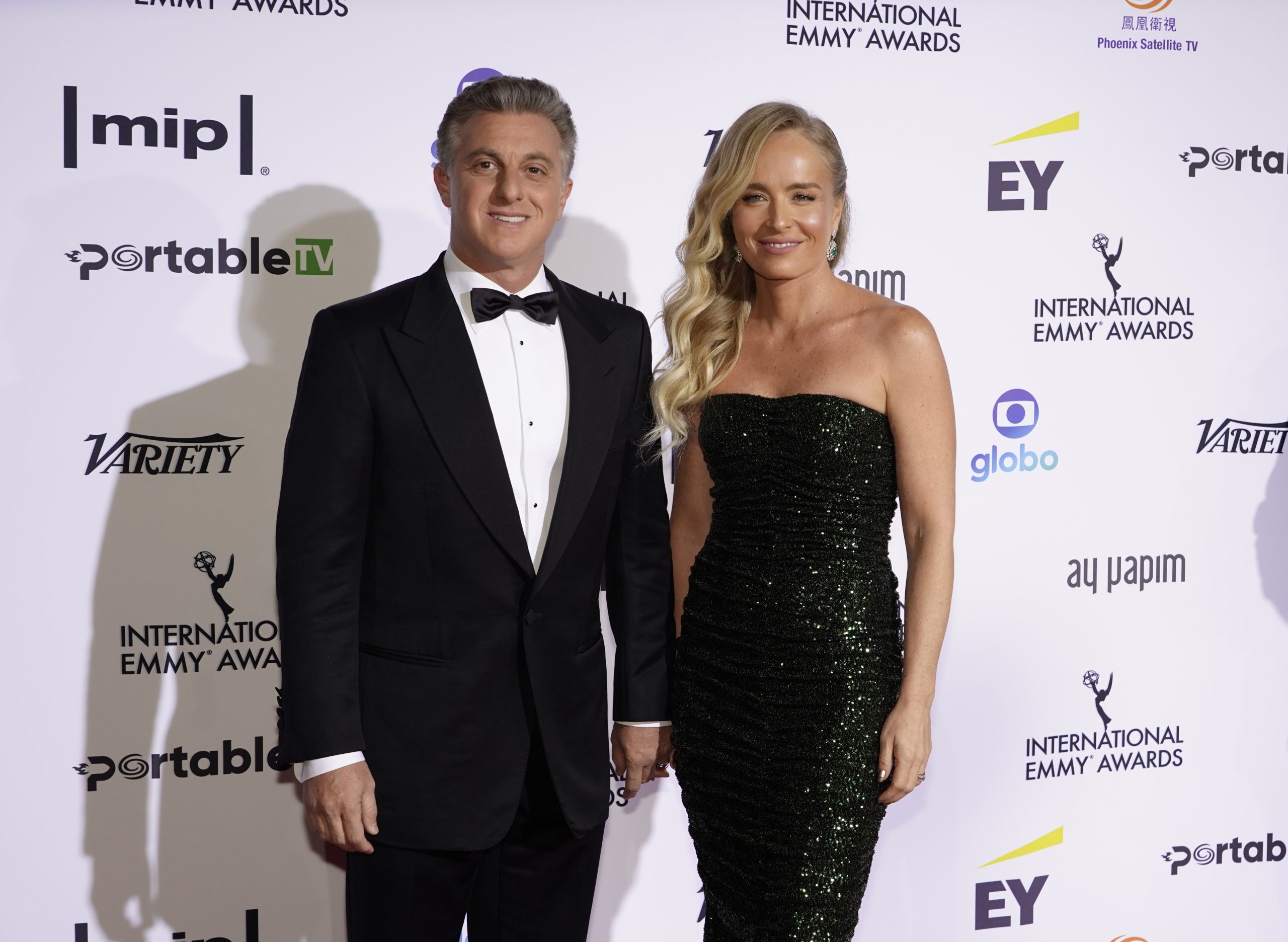 Presenters Luciano Huck and Angélica on the red carpet at the 49th International Emmy Awards, November 22, 2021 in New York City. 49th International Emmy Awards
