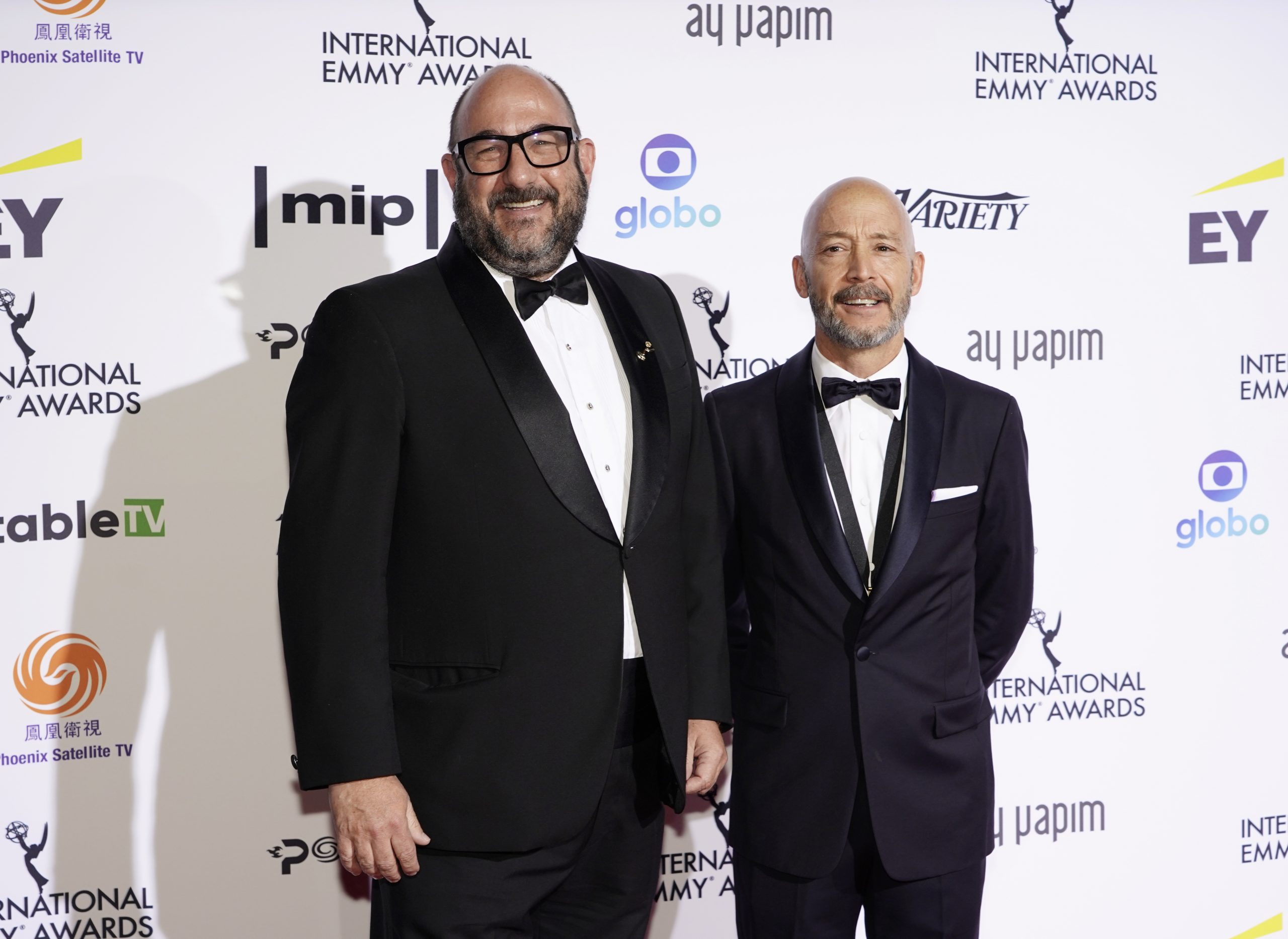 Non-Scripted Entertainment Nominees for Quien es la Máscara? Season 2, Alejandro Rincon and Eduardo Clemesha Herrera on the red carpet at the 49th International Emmy Awards, November 22, 2021 in New York City. 49th International Emmy Awards